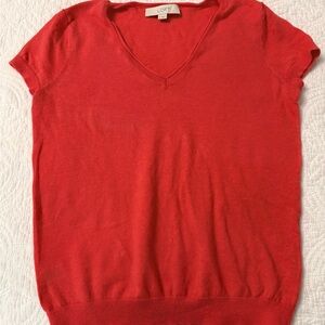 LOFT Bright Orange V-Neck Knit Tee